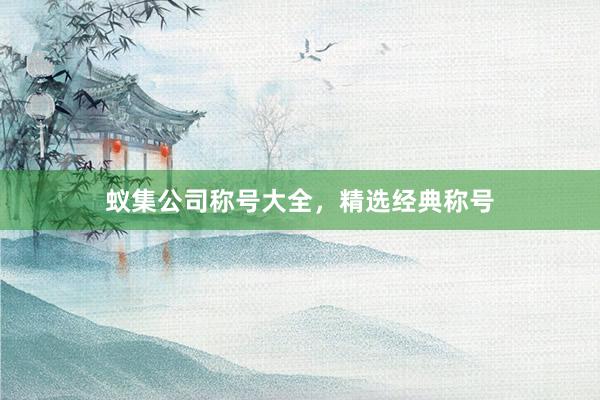 蚁集公司称号大全，精选经典称号